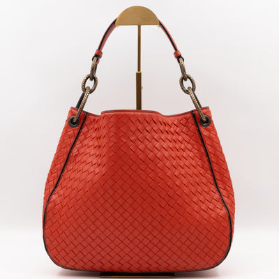 Loop Shoulder Bag Intrecciato Orange Leather