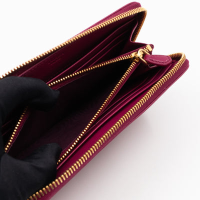 Zip Around Wallet Saffiano Ametista Metal Leather
