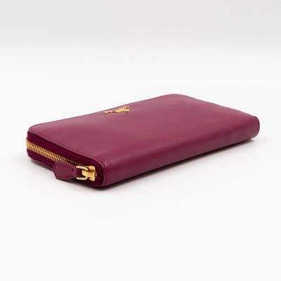 Zip Around Wallet Saffiano Ametista Metal Leather