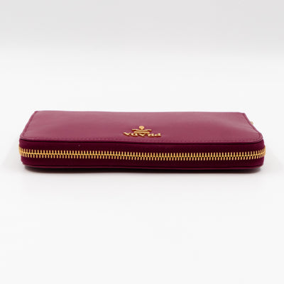 Zip Around Wallet Saffiano Ametista Metal Leather