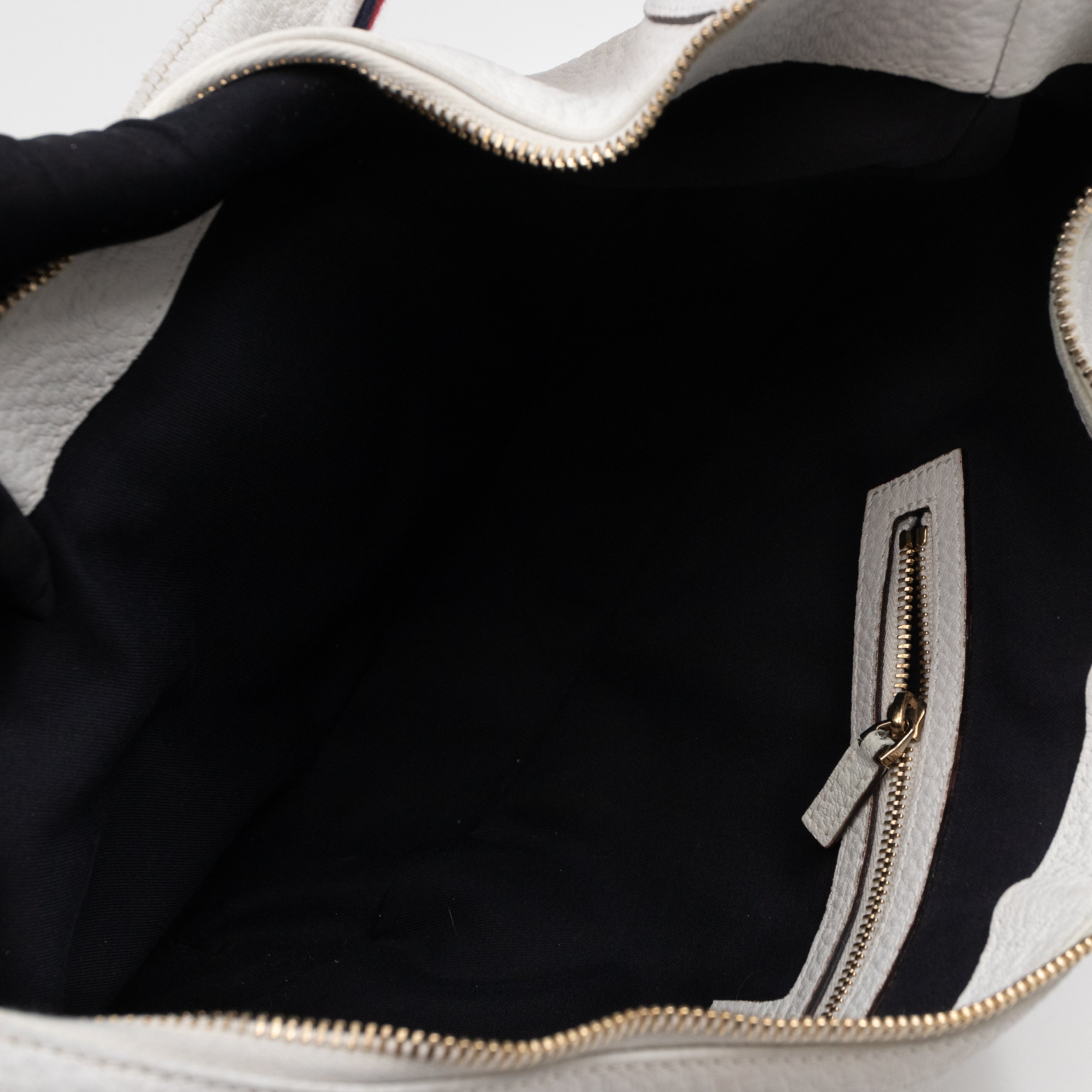 Bamboo Ring Half Moon Hobo Bag White Leather