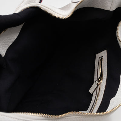 Bamboo Ring Half Moon Hobo Bag White Leather