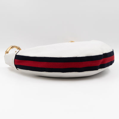 Bamboo Ring Half Moon Hobo Bag White Leather
