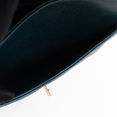 Classic Double Flap Jumbo Blue Caviar Silver