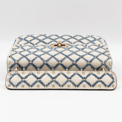 Rockstud Spike Medium Shoulder Bag Nappa Denim Quilted