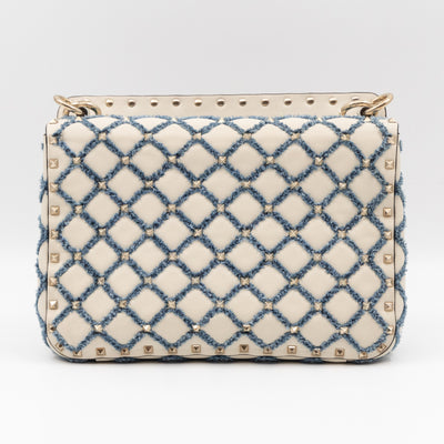 Rockstud Spike Medium Shoulder Bag Nappa Denim Quilted