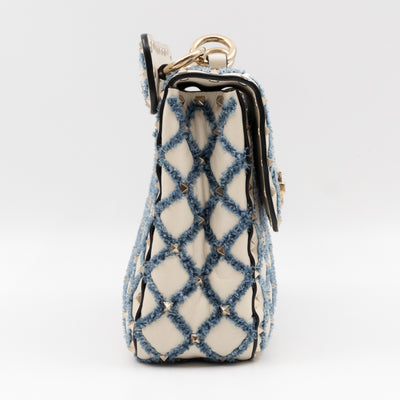 Rockstud Spike Medium Shoulder Bag Nappa Denim Quilted