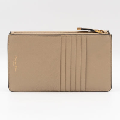 Large Saddle Flap Zipped Wallet Beige Leather