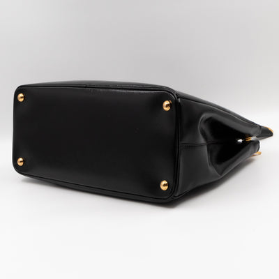 Galleria Large Double Zip Black Saffiano Vernis