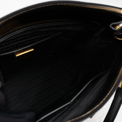Galleria Large Double Zip Black Saffiano Vernis