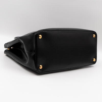 Galleria Large Double Zip Black Saffiano Vernis