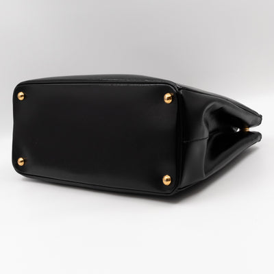 Galleria Large Double Zip Black Saffiano Vernis