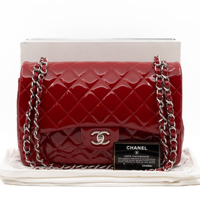 Classic Double Flap Jumbo Red Patent Leather