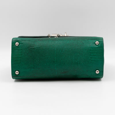 Miss Monica Top Handle Bag Lizard Embossed Leather Green