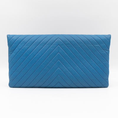 Greek Folding Clutch Blue Calfskin Chevron