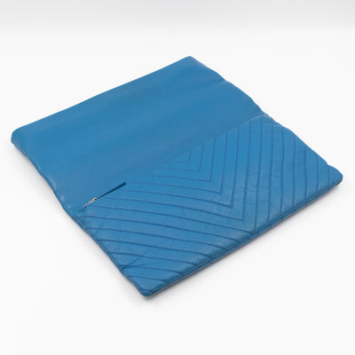 Greek Folding Clutch Blue Calfskin Chevron