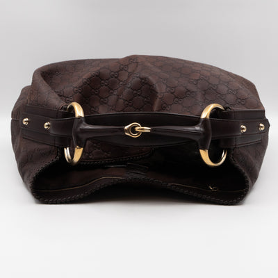 Horsebit Hobo Bag Large Brown Leather