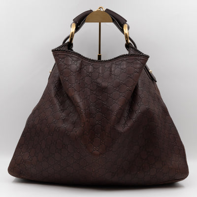 Horsebit Hobo Bag Large Brown Leather