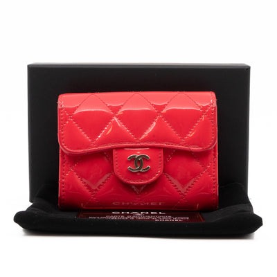 Classic Flap Card Case Pink Patent Leather