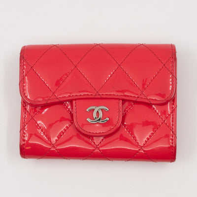 Classic Flap Card Case Pink Patent Leather