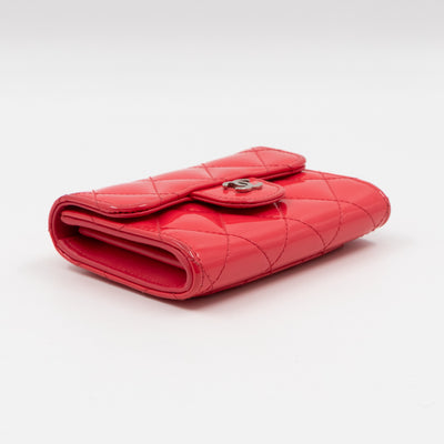 Classic Flap Card Case Pink Patent Leather
