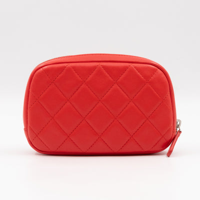 Curvy Pouch Cosmetic Case Coral Leather
