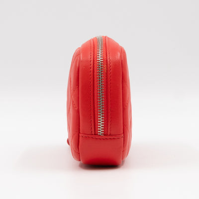 Curvy Pouch Cosmetic Case Coral Leather