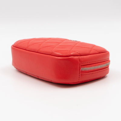 Curvy Pouch Cosmetic Case Coral Leather
