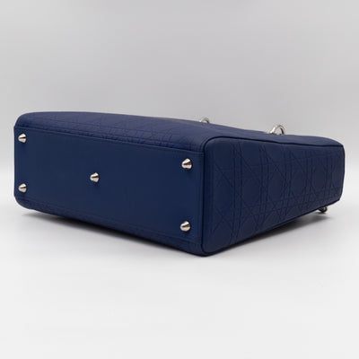 Lady Dior Large Navy Blue Ultra Matte Leather