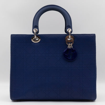 Lady Dior Large Navy Blue Ultra Matte Leather