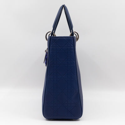 Lady Dior Large Navy Blue Ultra Matte Leather