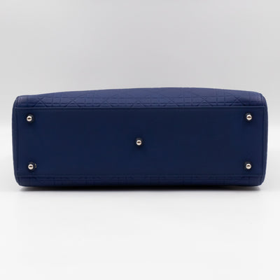 Lady Dior Large Navy Blue Ultra Matte Leather
