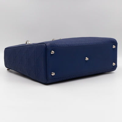 Lady Dior Large Navy Blue Ultra Matte Leather