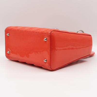 Lady Dior Medium Coral Patent Leather