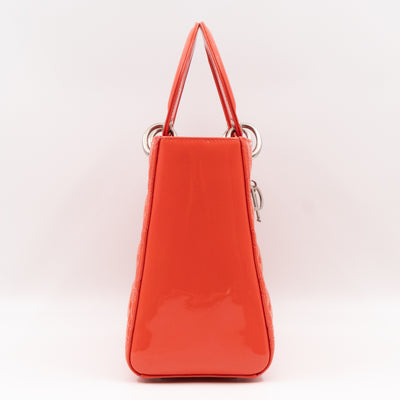 Lady Dior Medium Coral Patent Leather