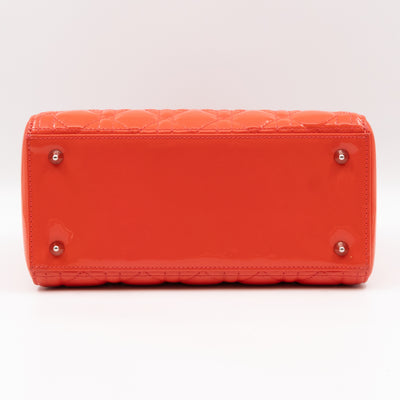 Lady Dior Medium Coral Patent Leather