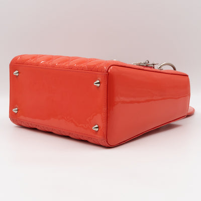 Lady Dior Medium Coral Patent Leather