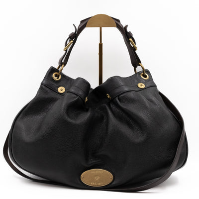 Mitzy East West Hobo Bag Black Leather
