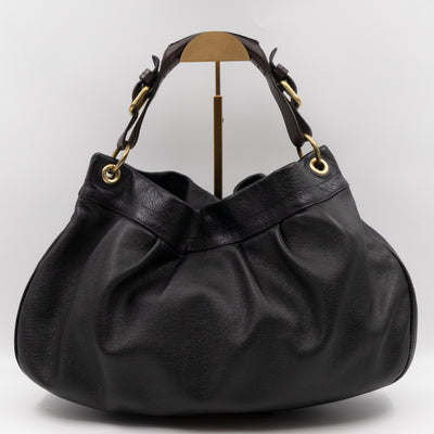Mitzy East West Hobo Bag Black Leather
