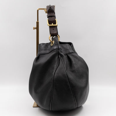 Mitzy East West Hobo Bag Black Leather
