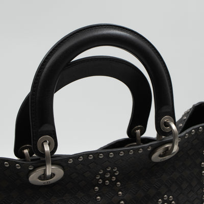Lady Dior Large Supple Studded Black Calfskin Leather