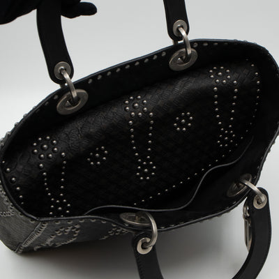 Lady Dior Large Supple Studded Black Calfskin Leather