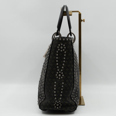 Lady Dior Large Supple Studded Black Calfskin Leather
