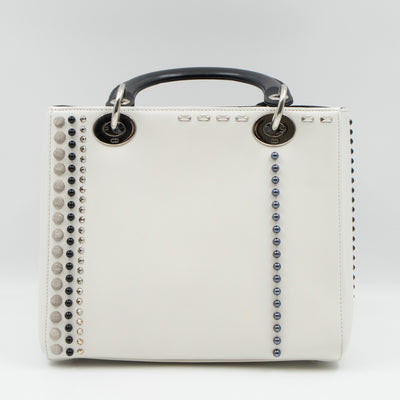 Lady Dior Medium Crystal Pearl Studded White Black Lambskin