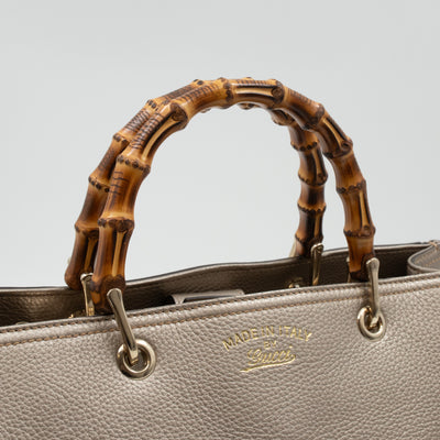 Bamboo Shopper Tote Champagne Leather