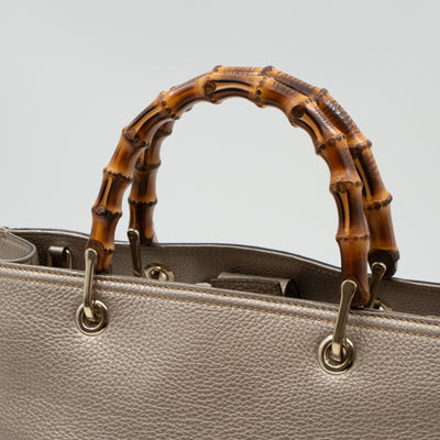 Bamboo Shopper Tote Champagne Leather