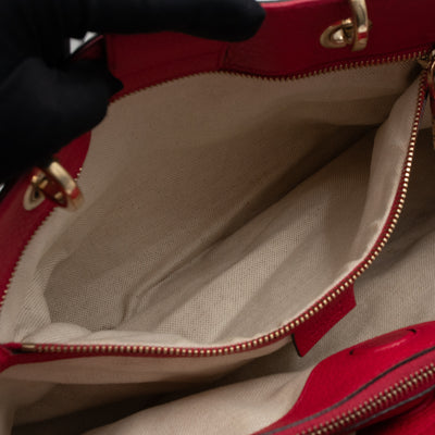 Bamboo Shopper Tote Red Orange Leather