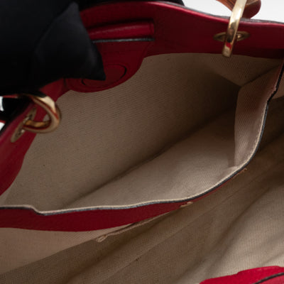 Bamboo Shopper Tote Red Orange Leather