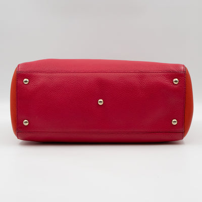 Bamboo Shopper Tote Red Orange Leather