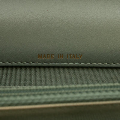 Square Wallet on Chain Green Lambskin Leather